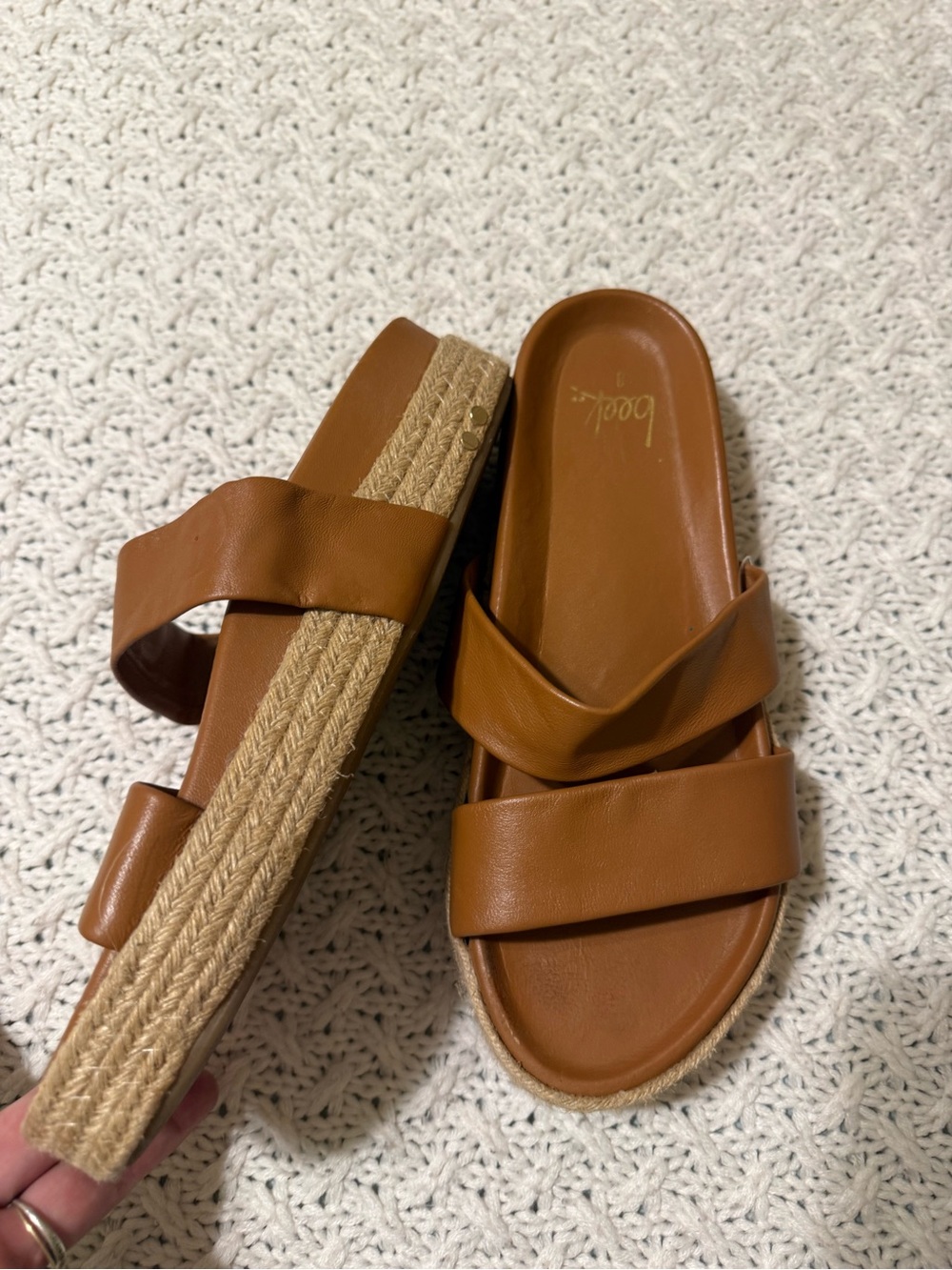 beek Women's Double Strap Slide Sandals in Cognac Brown size 8 - Picture 1 of 11
